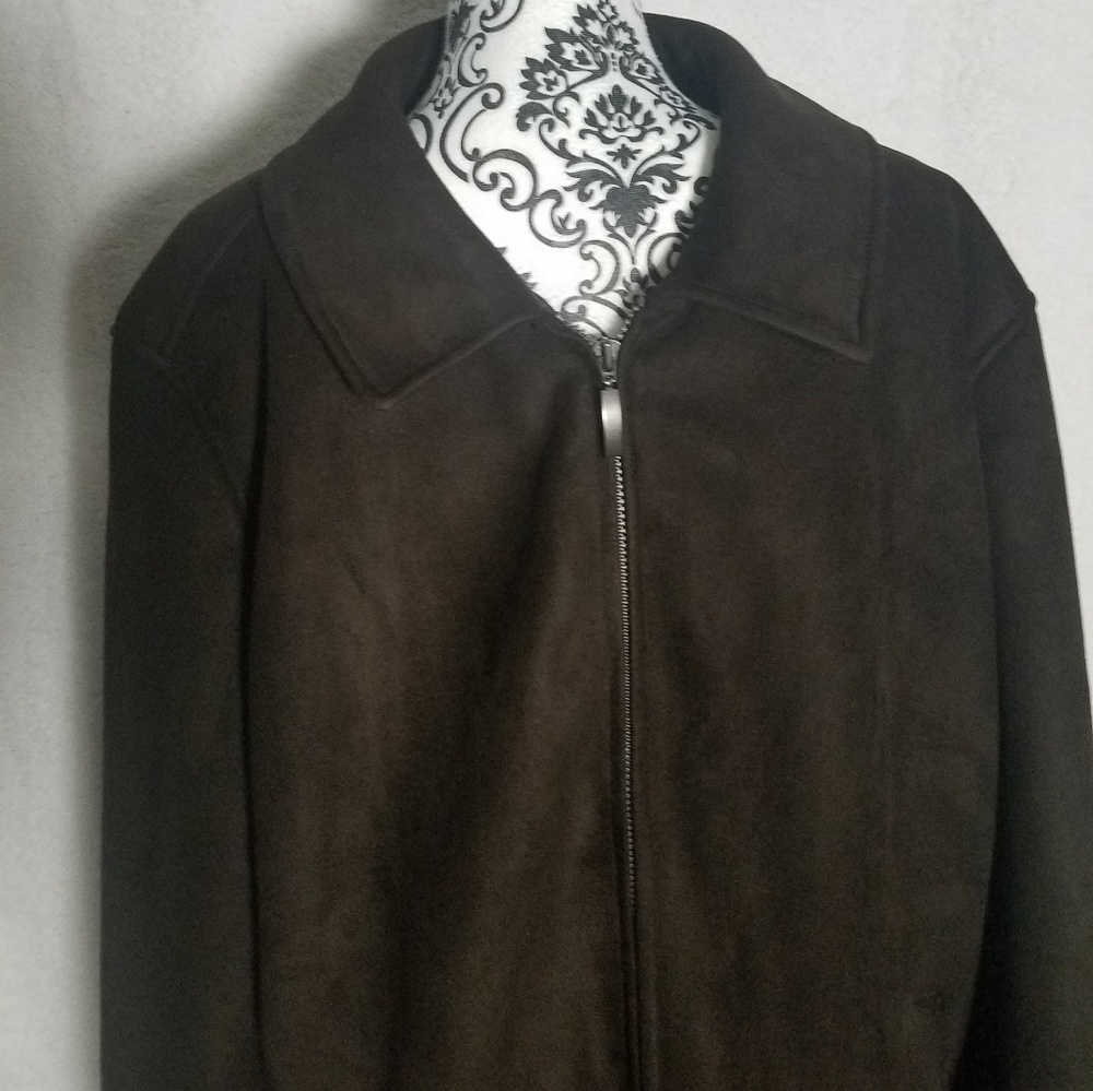 Perry Ellis Men's 100%polyester/faux suede jacket